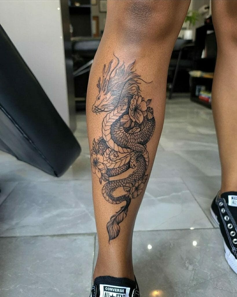 Dragon Shin Tattoo