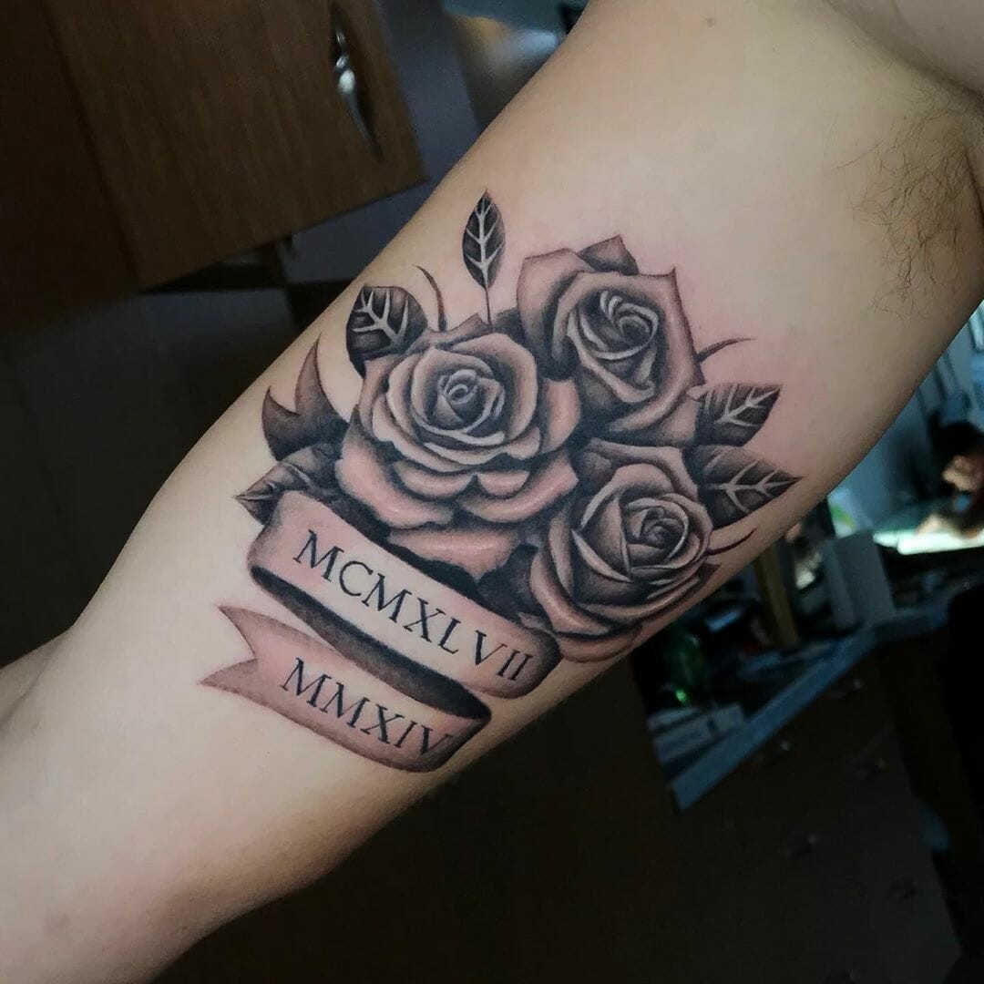 Rose With Banner Tattoo