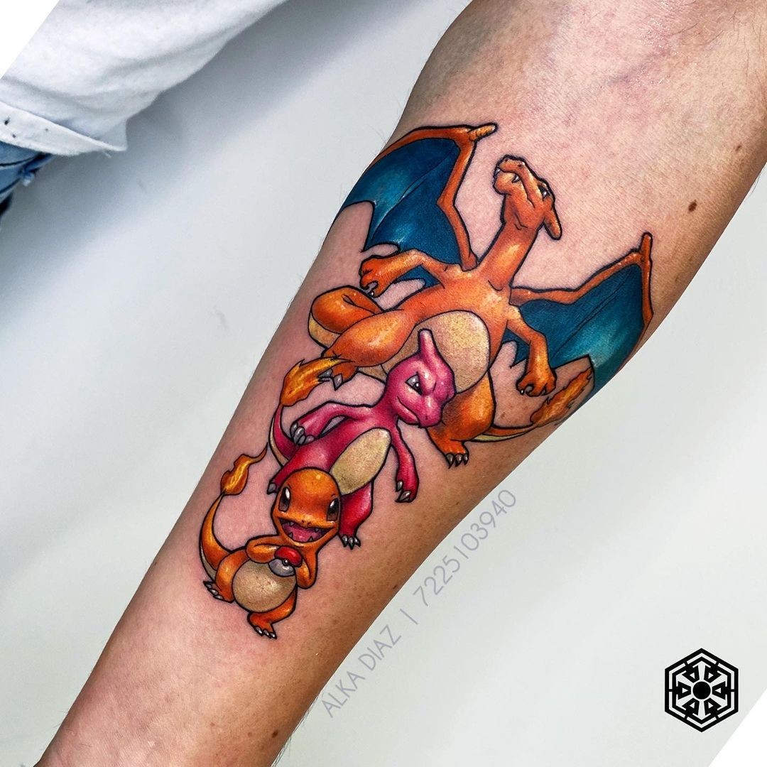 Charmander to Charizard Evolution Tattoo