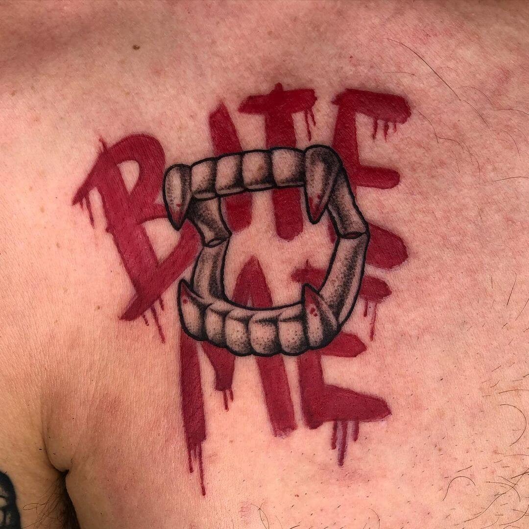 Bite Me Tattoo With Teeth