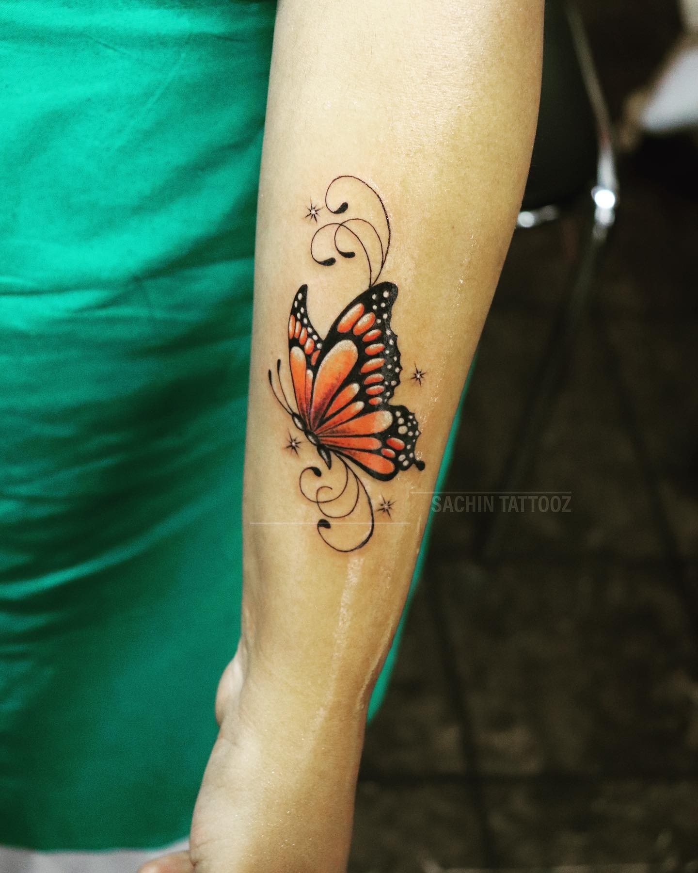 Butterfly Wrist Music Note Tattoo