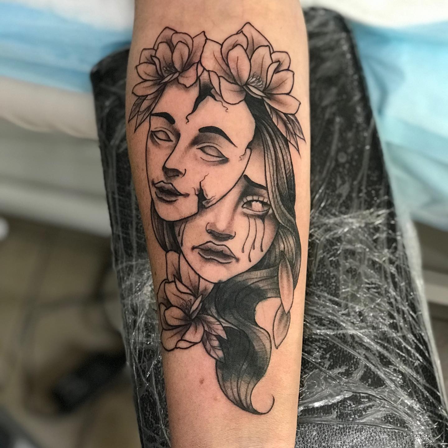 Dual Lady Face Tattoo