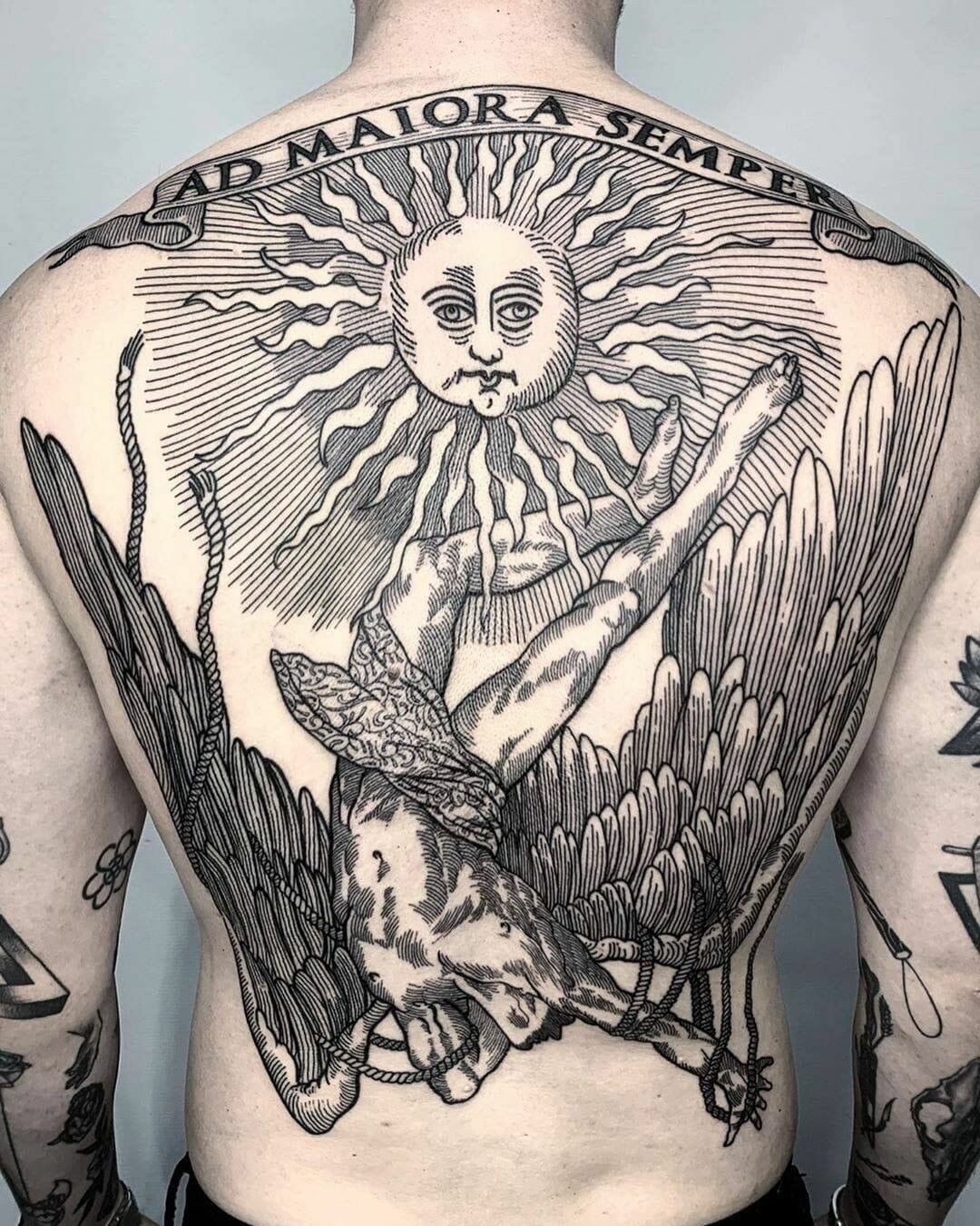 Full Icarus Story Tattoo