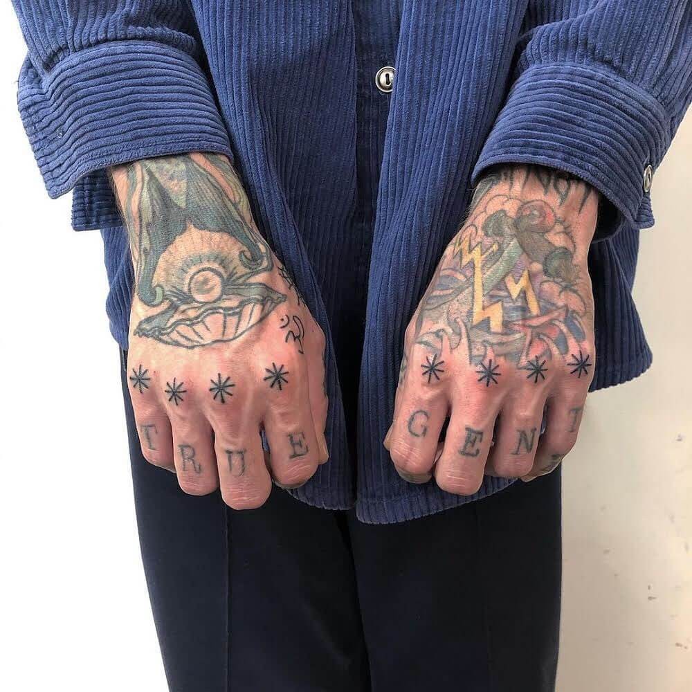 Star Knuckle Font Tattoo