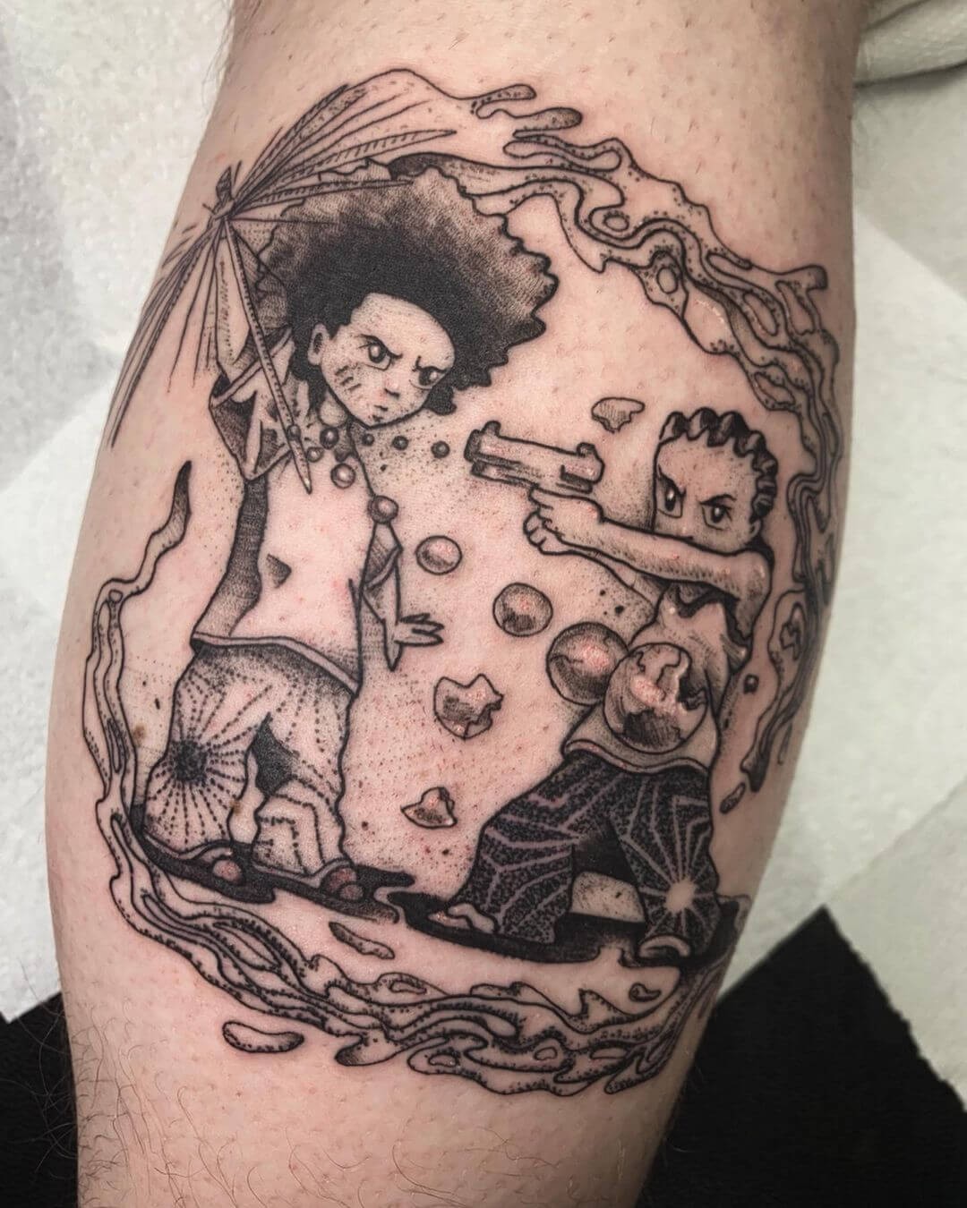 Fine Line Huey and Riley The Boondocks Tattoo