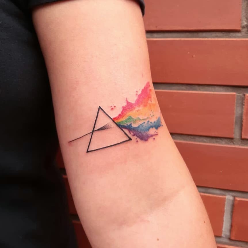 Small Pink Floyd Prism Tattoo