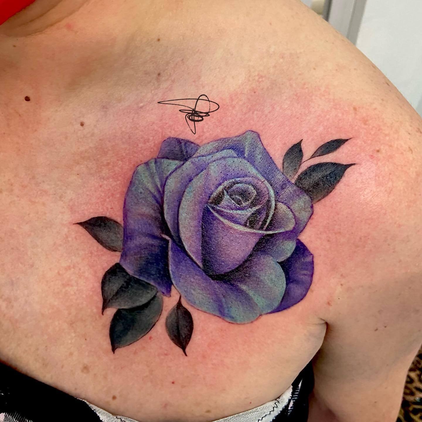 Realistic Rose Tattoo On Chest