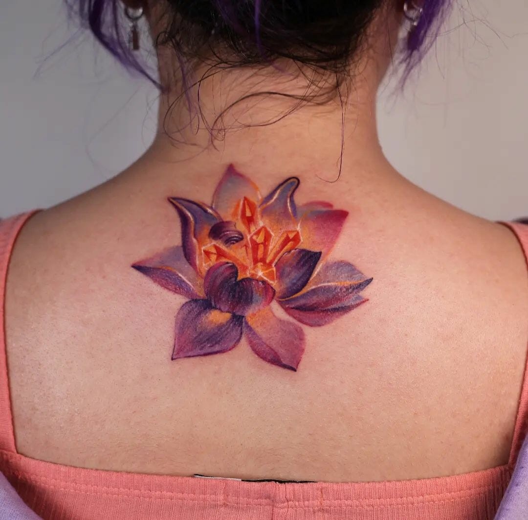 Realistic Lotus Flower Tattoo