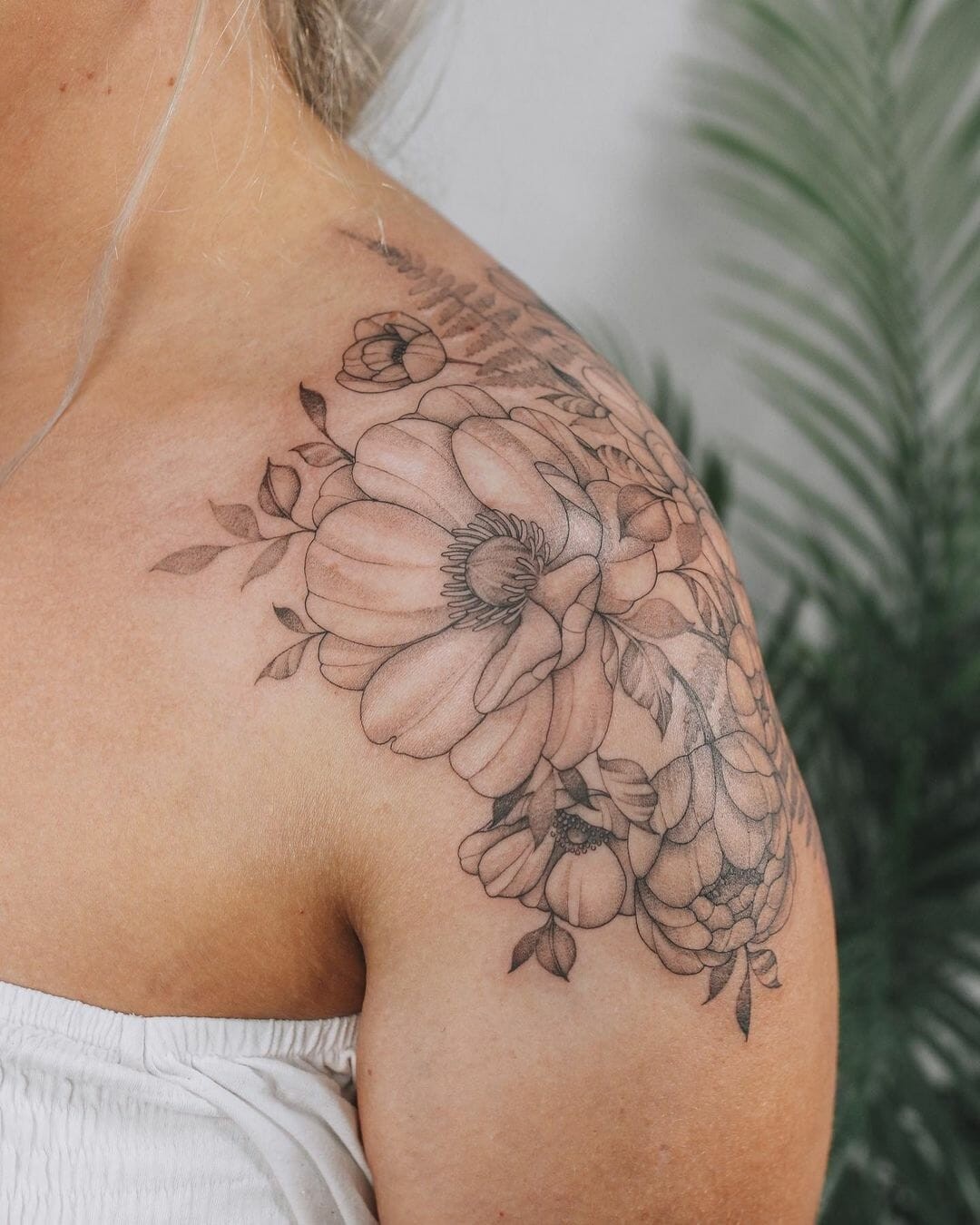 Pansy Flower Shoulder Tattoo