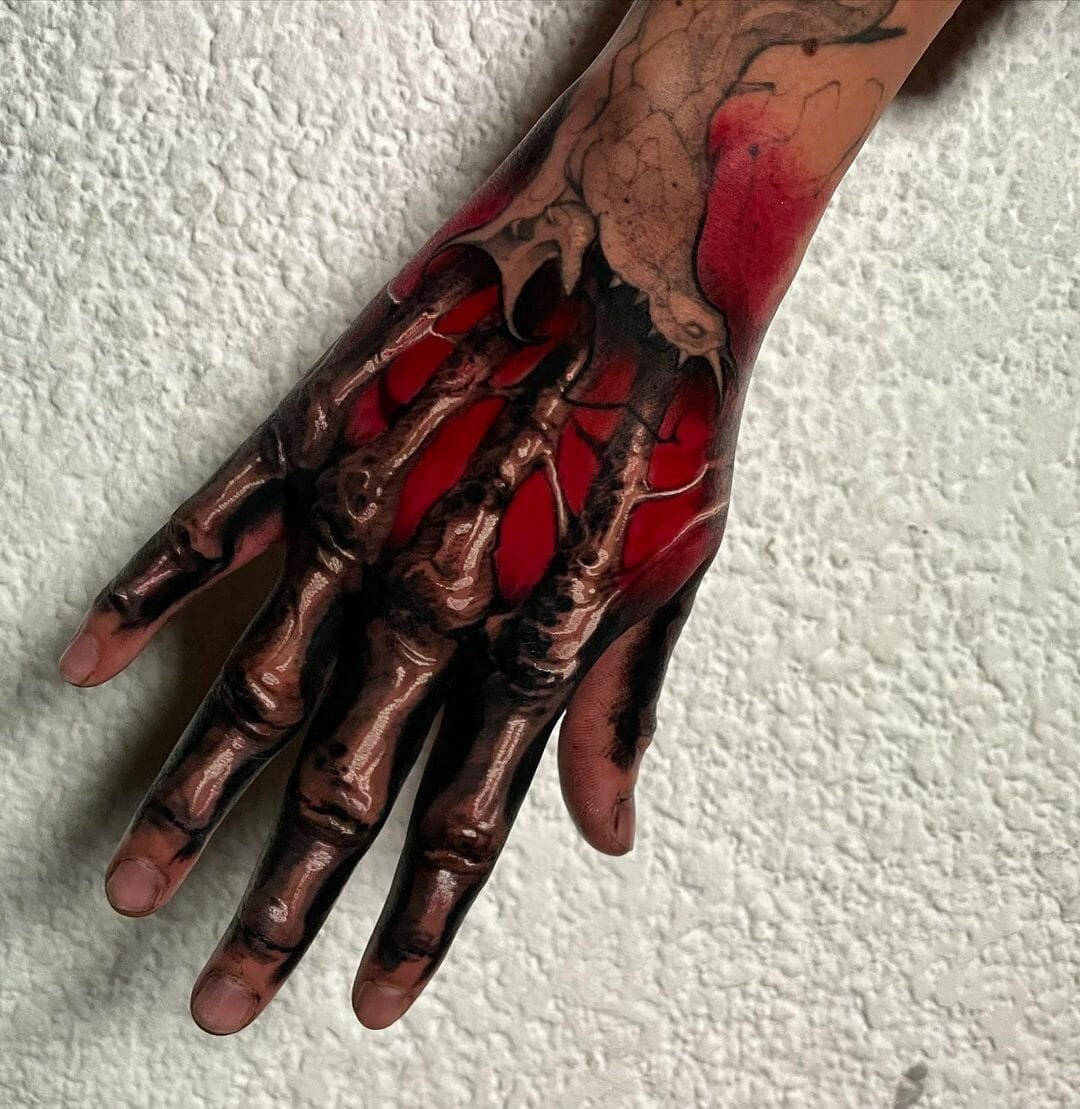 Realistic Red Bio Organic Tattoo Design