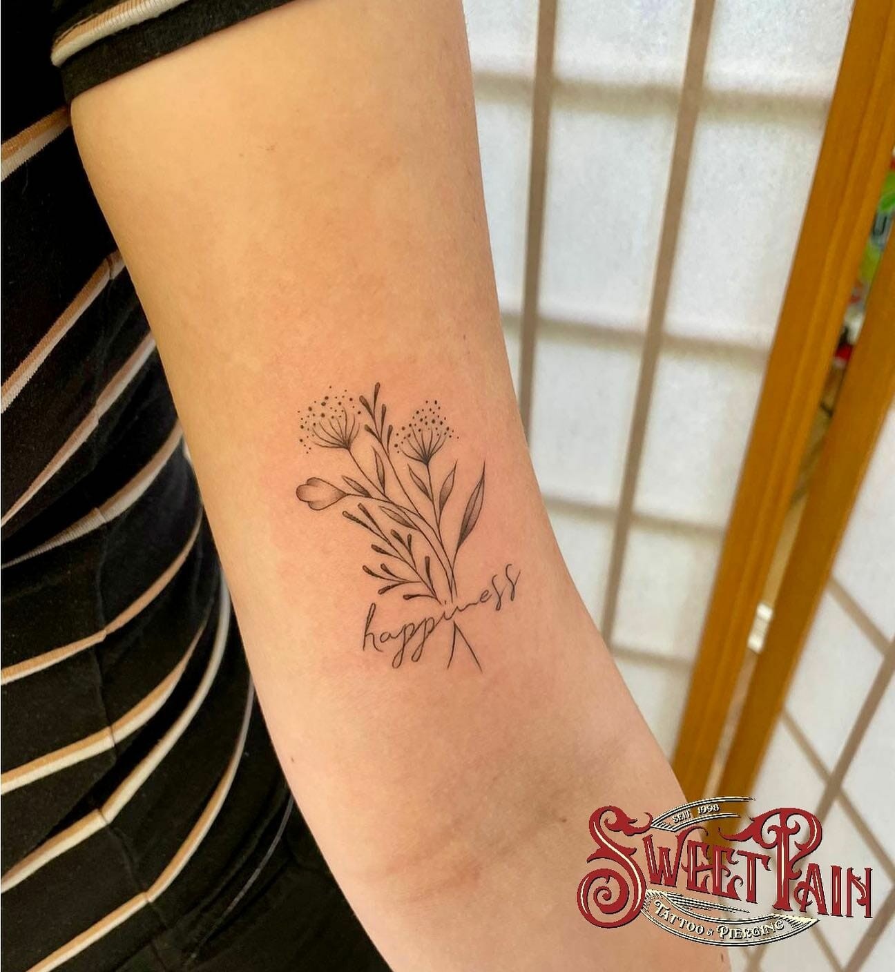 Simplistic Flowers Of Happiness Tattoo