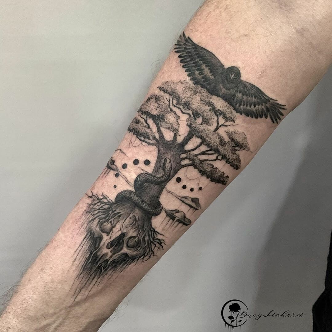 Yggdrasil Tattoo Over Forearm