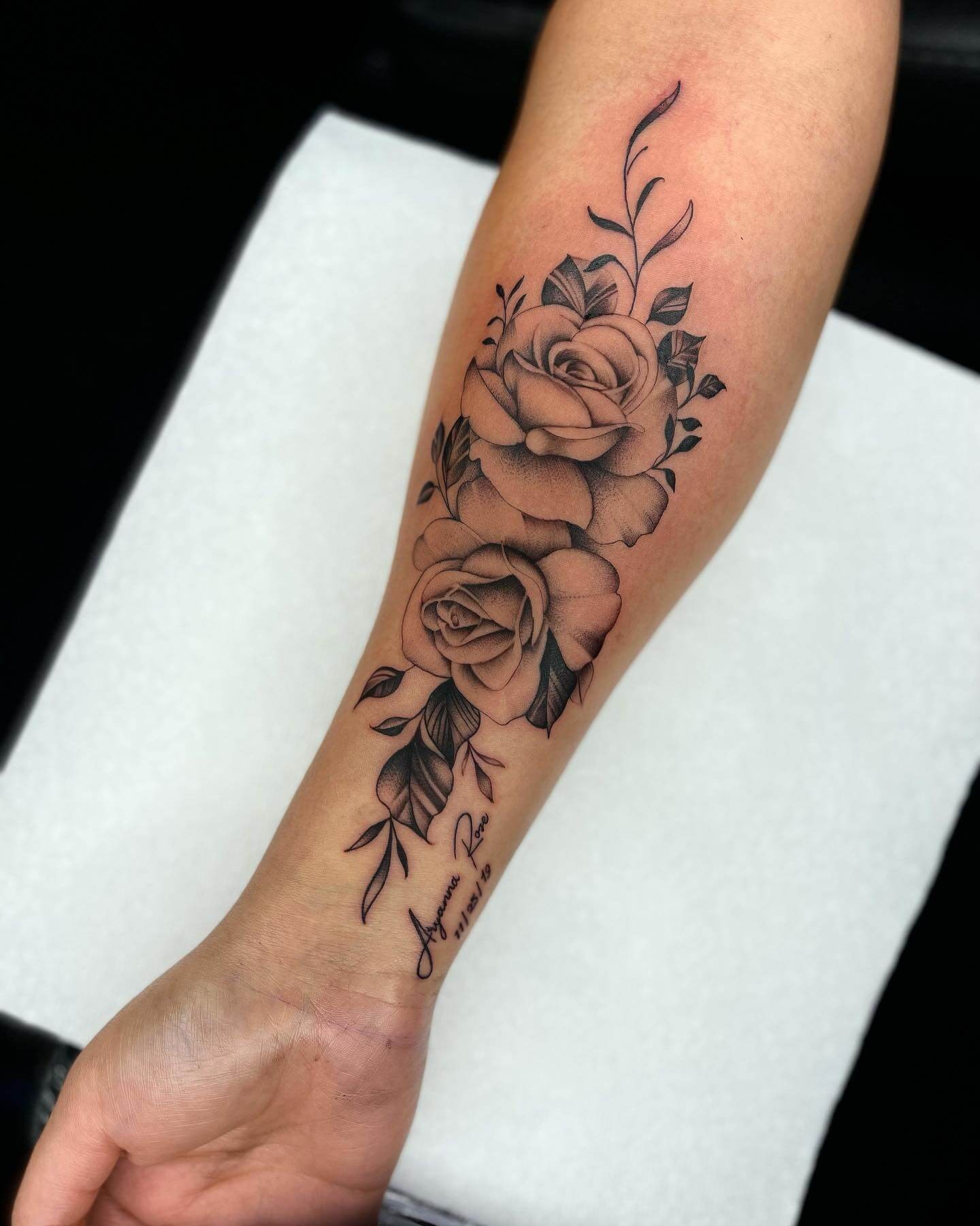 Flower Tattoo With Child’s Name