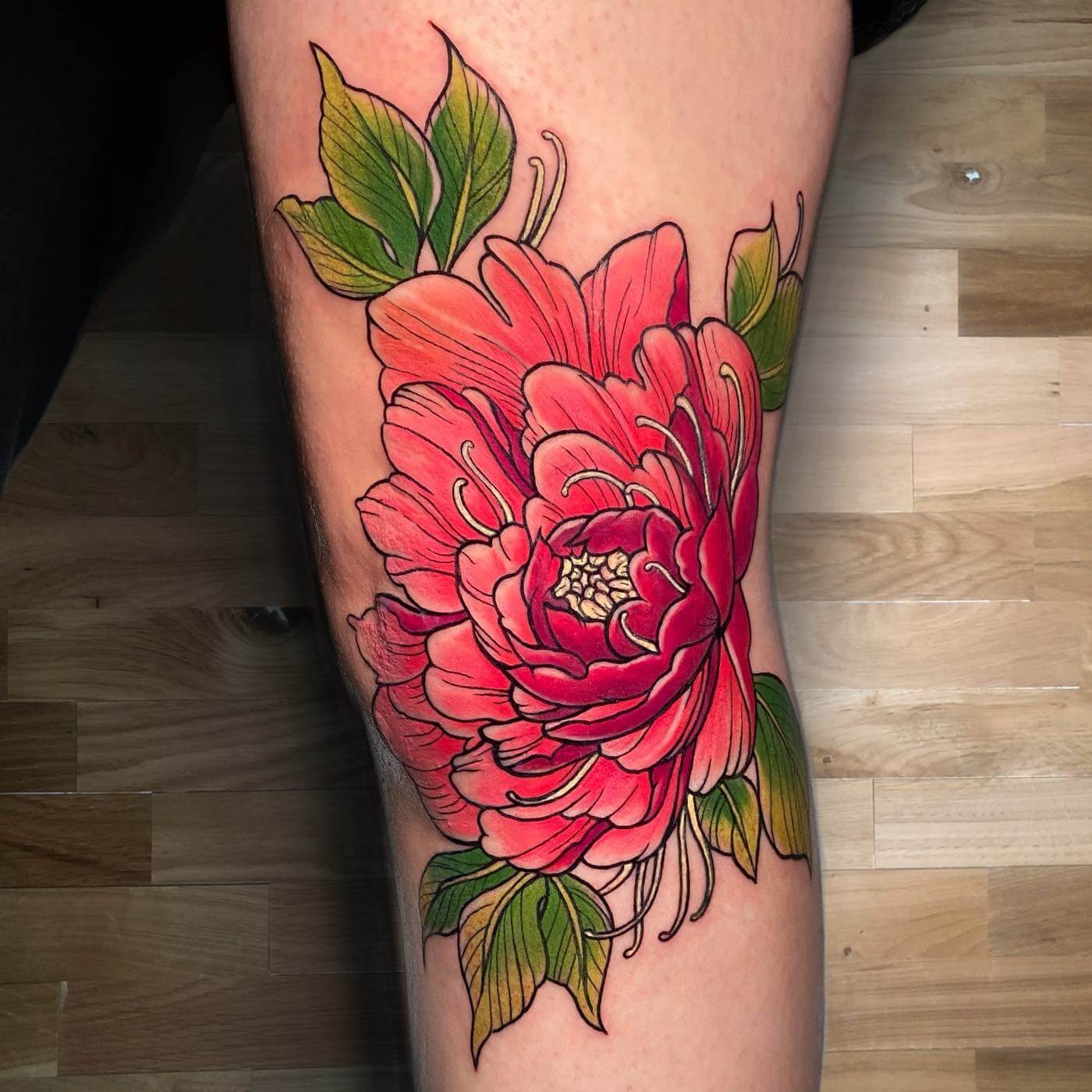 Gorgeous Colorful Peony Flower Ink