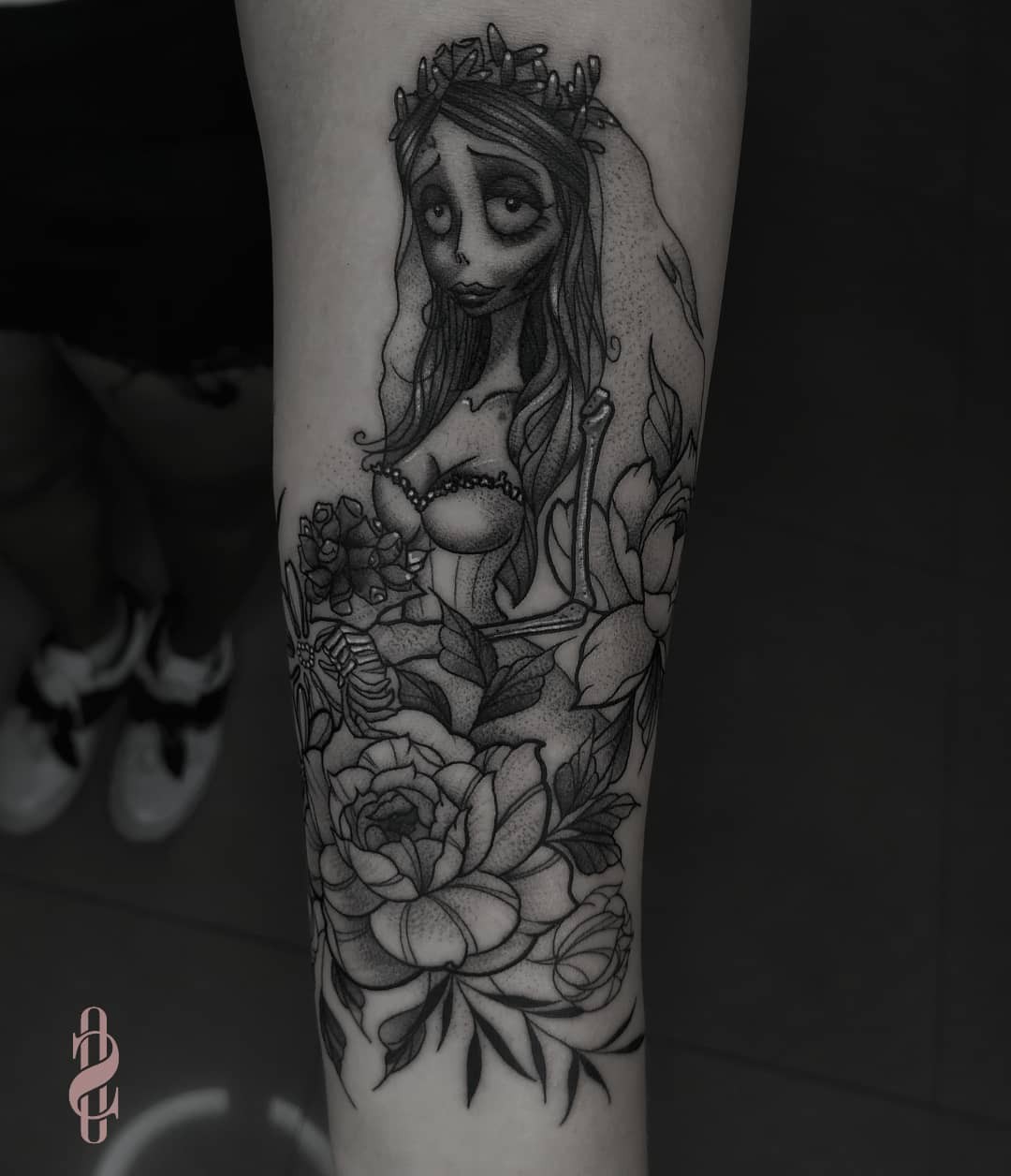 Floral Corpse Bride Tattoo