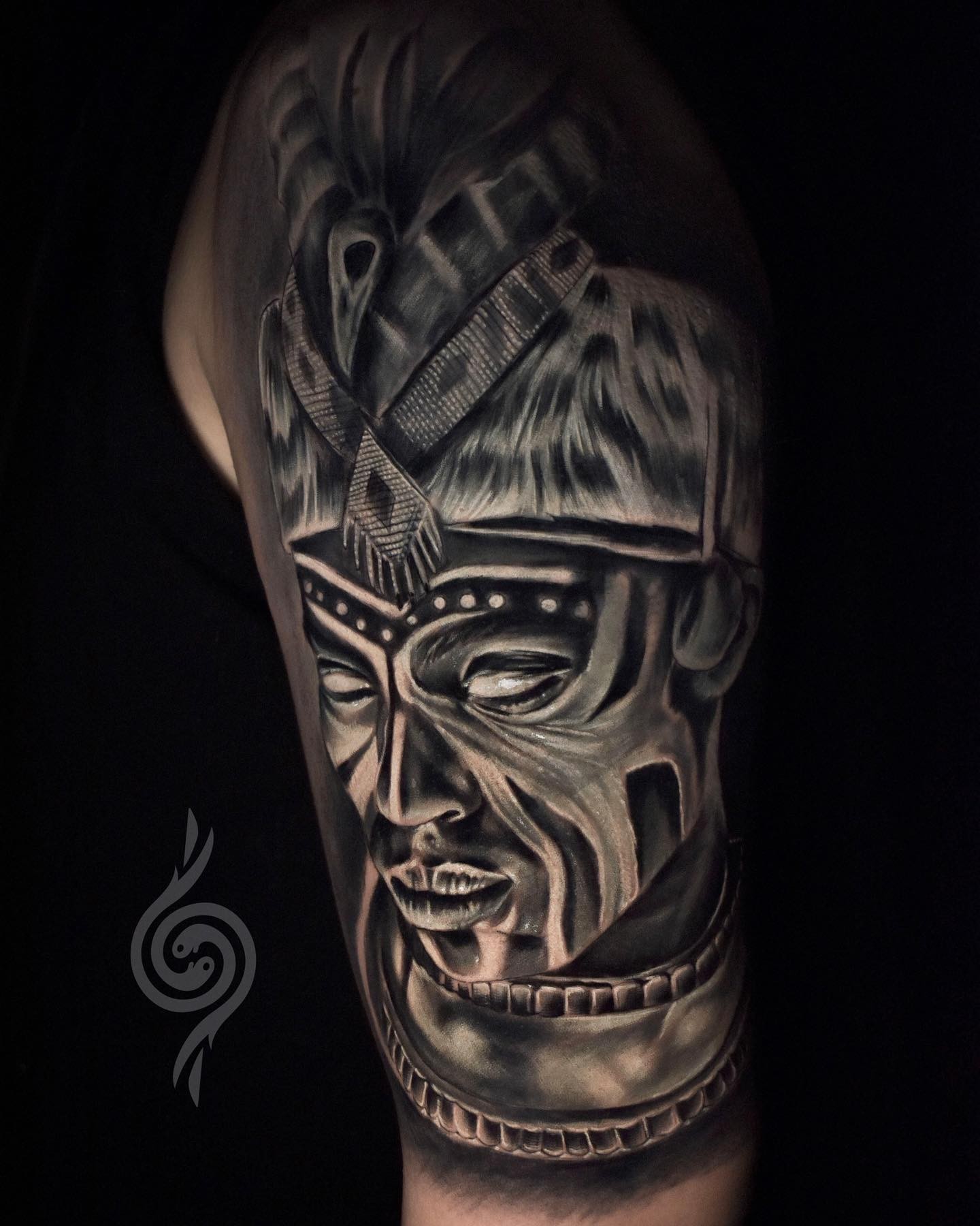 African Tribal Mask Tattoo