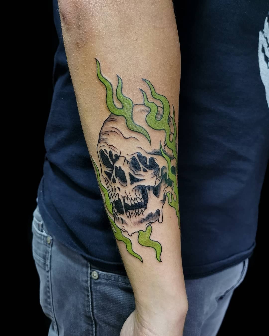 Skull With Flames Tattoos