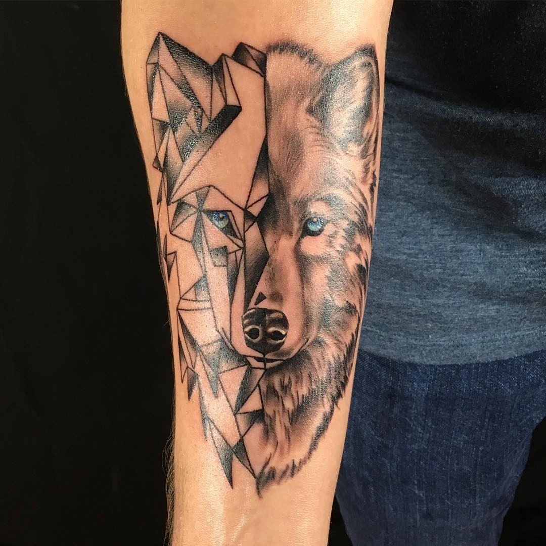 Geometric Wolf Tattoo