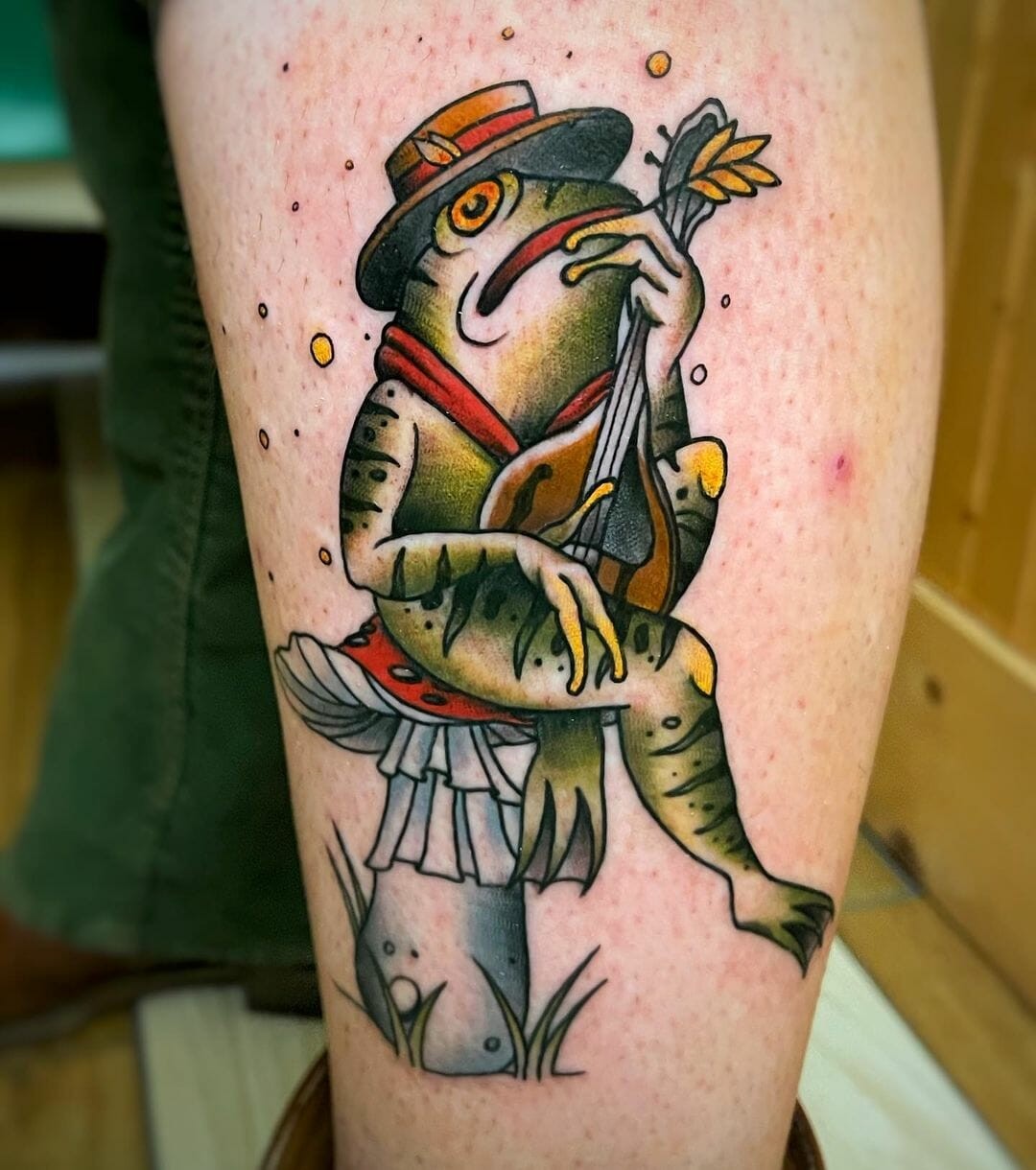 Frog Playing Mandolin Tattoo