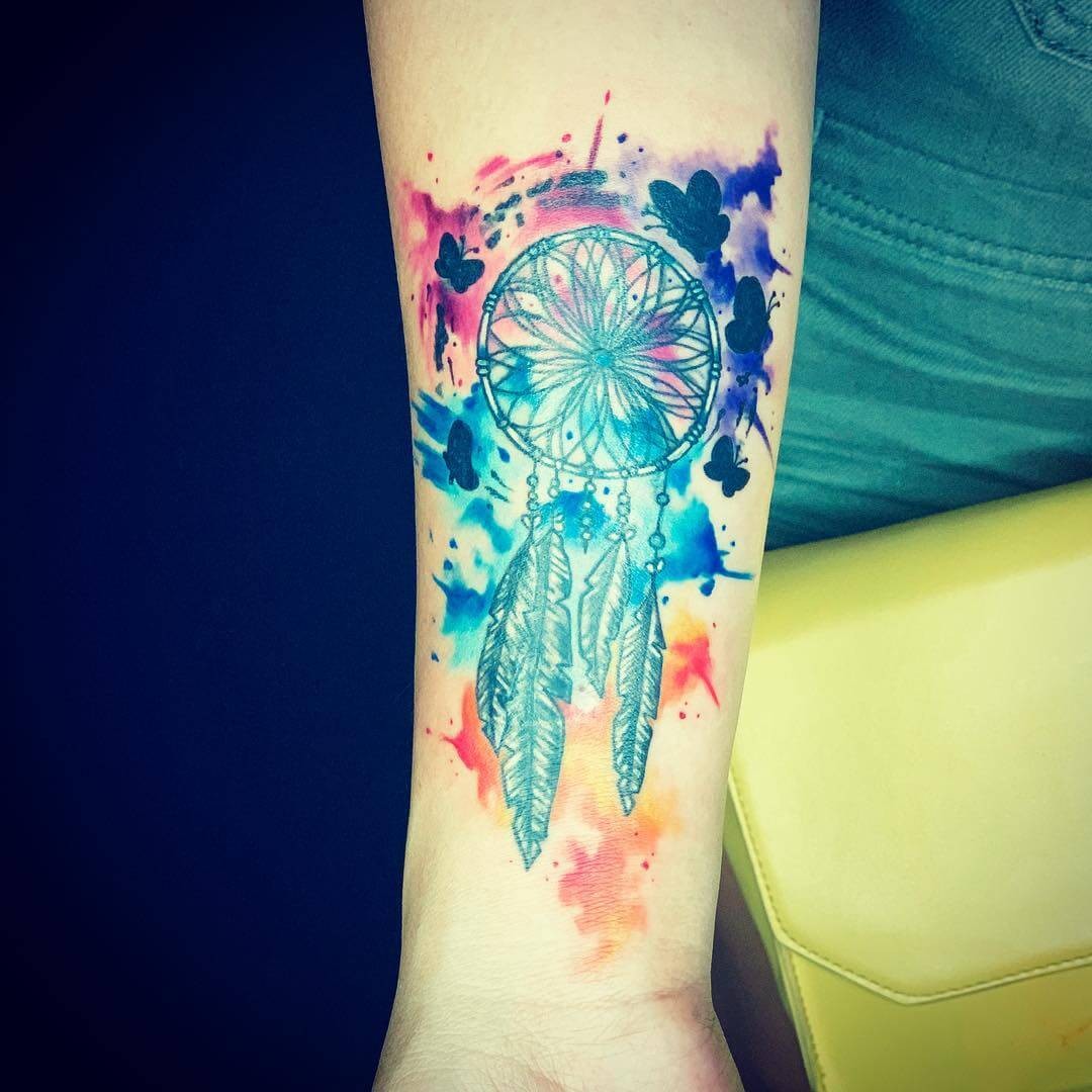 Colourful Dream Catcher Tattoo