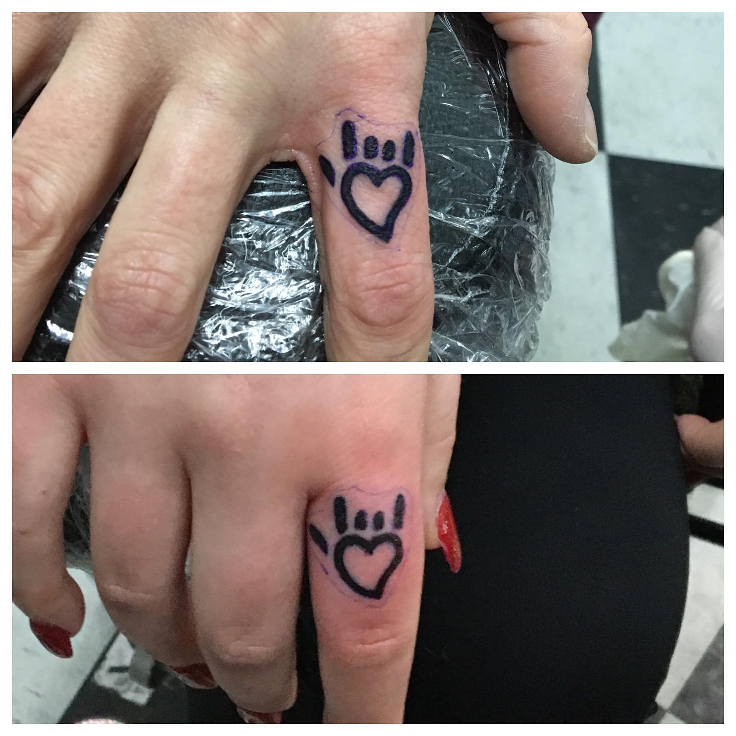 Unique Heart Finger Tattoo