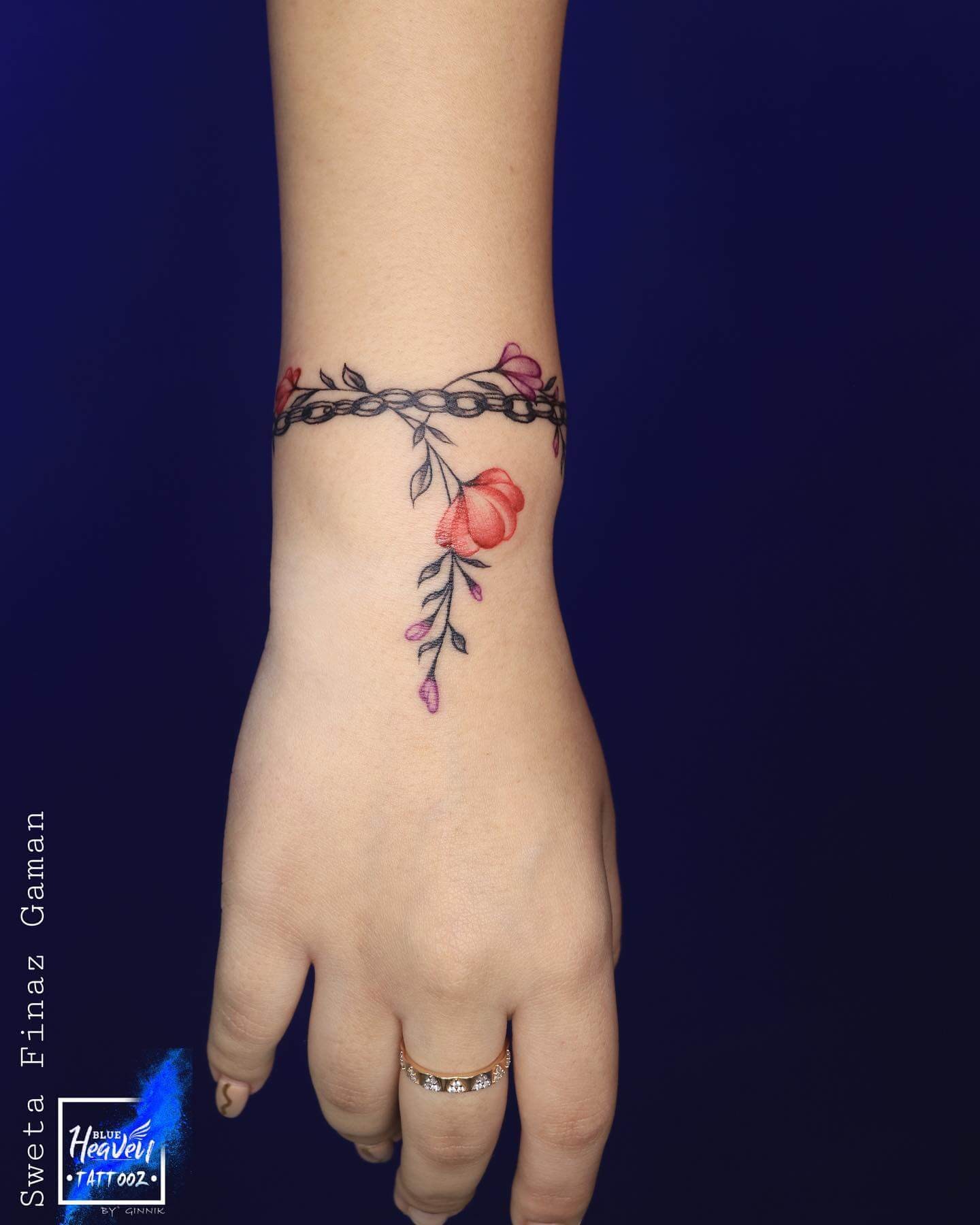 Floral Bracelet Wrist Tattoo Designs