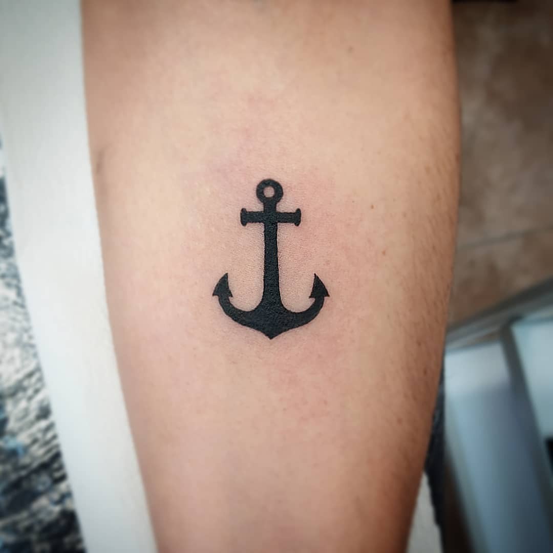 Minimalist Black Anchor Tattoo Of Sailors