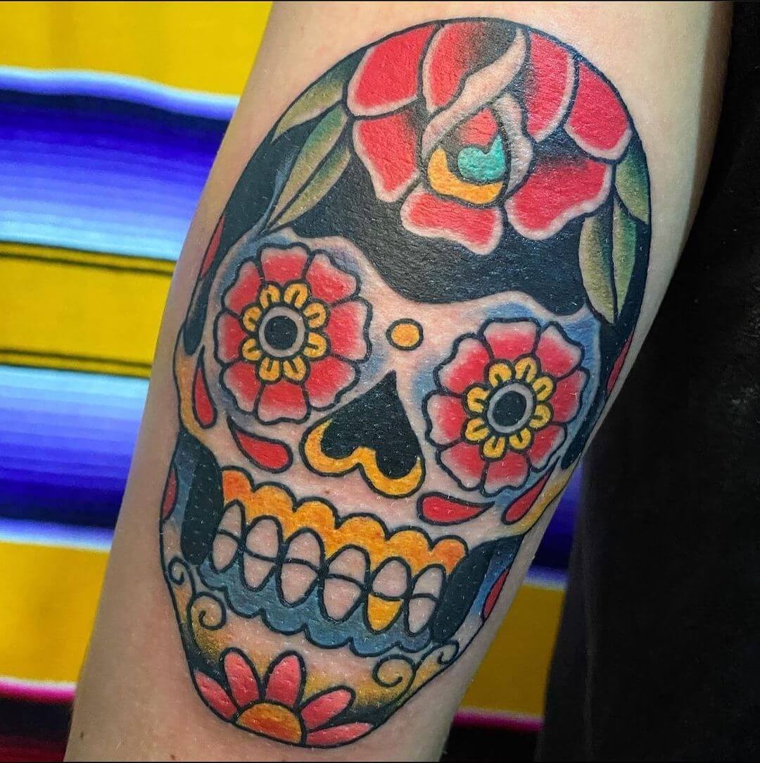 Traditional Sugar Skull Tattoo Design