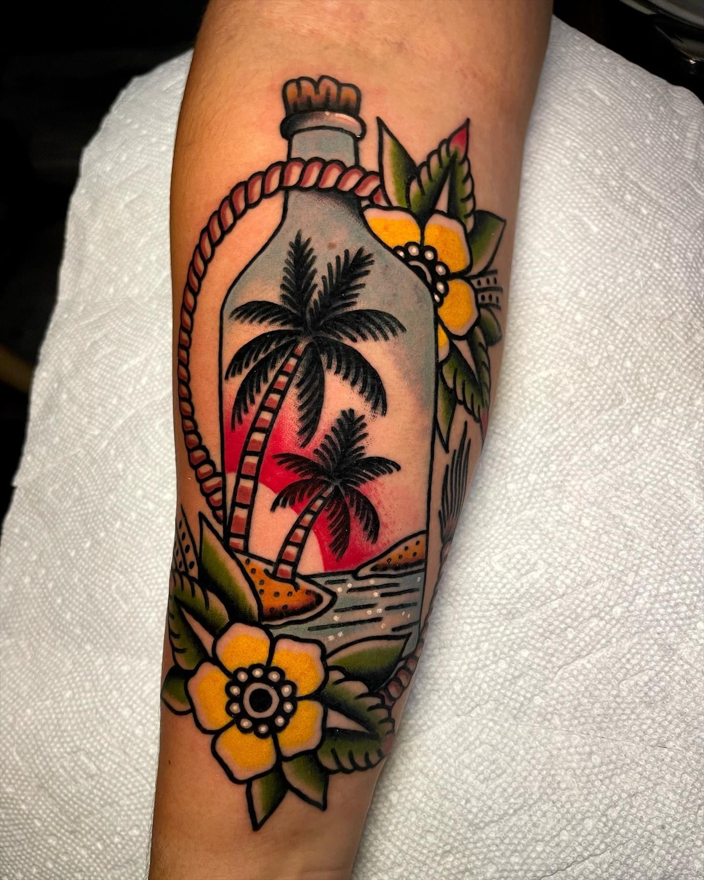 Beach Tattoo Inside A Glass Jar