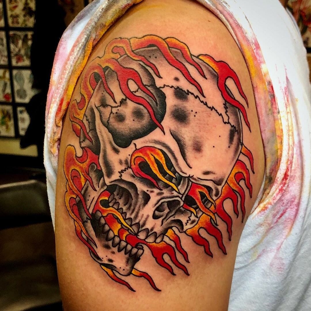 Flame Tattoos Designs With Skull Tattoo