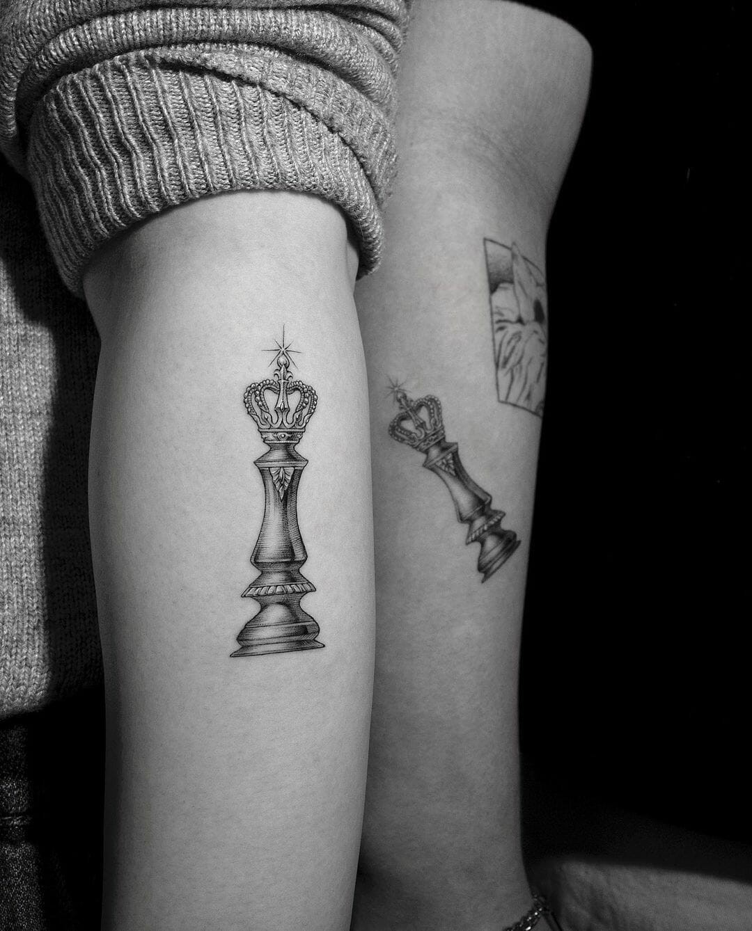 Queen Couple Chess Piece Tattoo