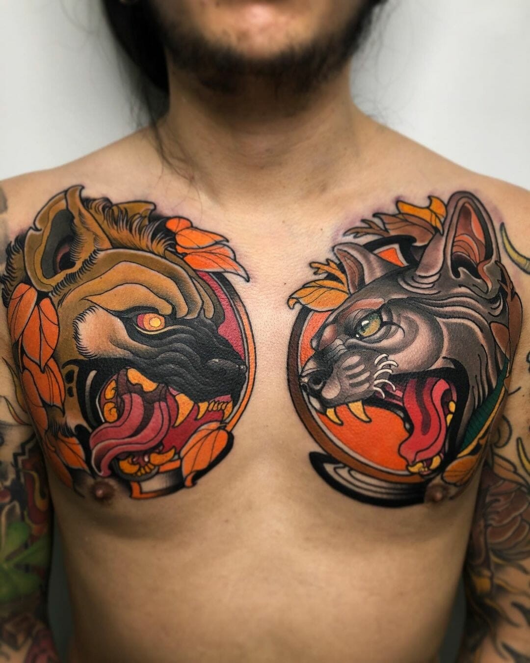 Breasts And Hyena Tattoo Tribal