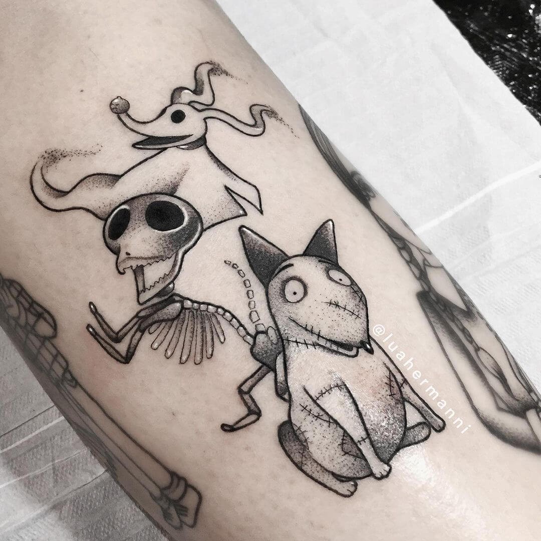 Cartoon Corpse Bride Tattoo