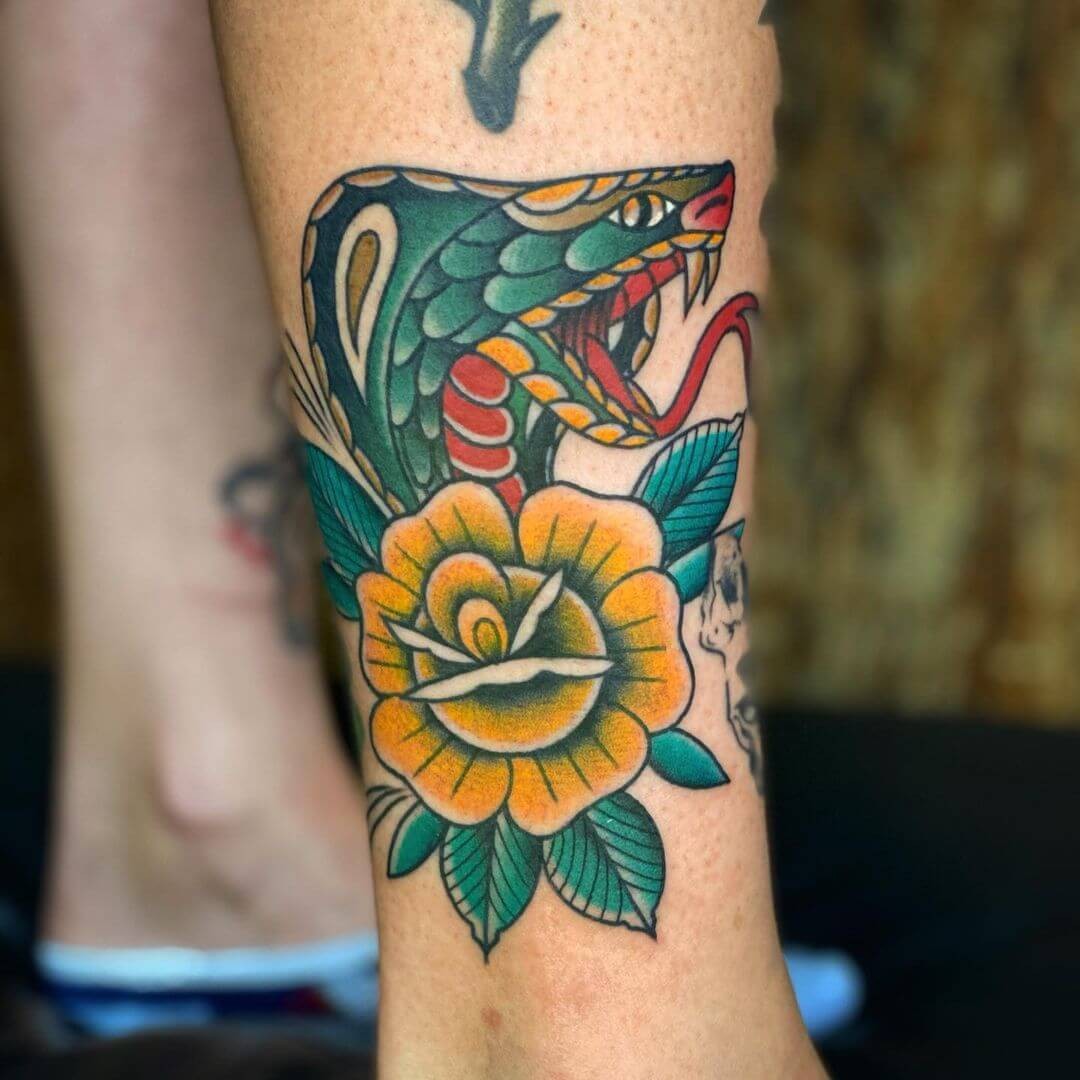 Floral Snake Tattoo