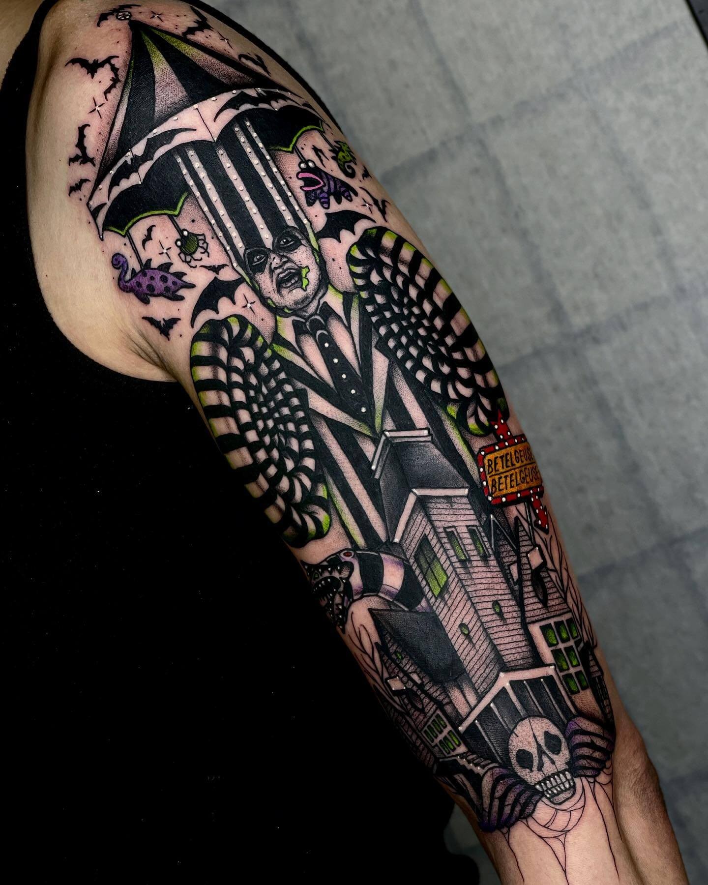 Amazing Creepy Beetlejuice Tattoo Ideas for Horror Fans