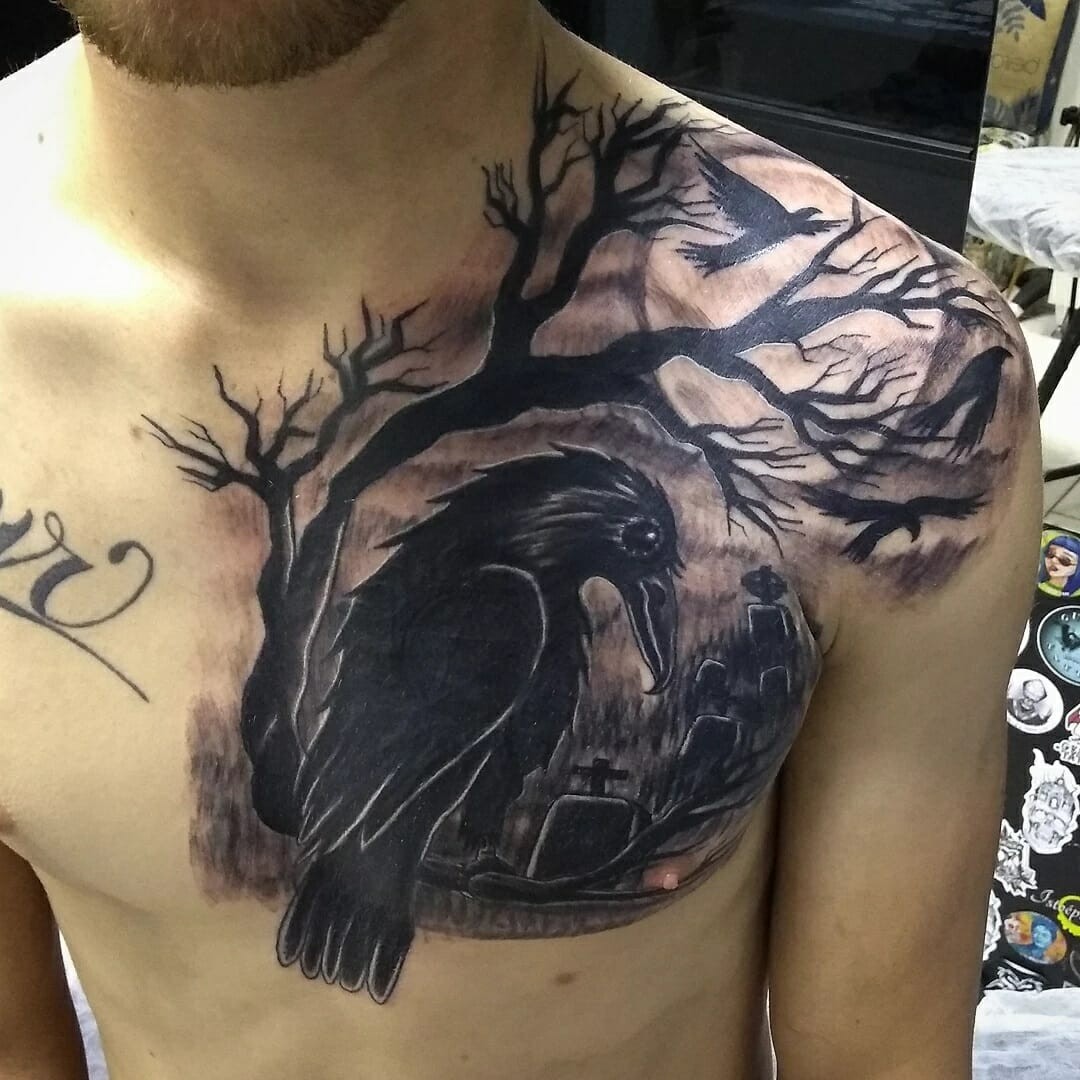 Enigmatic Crow Tattoo