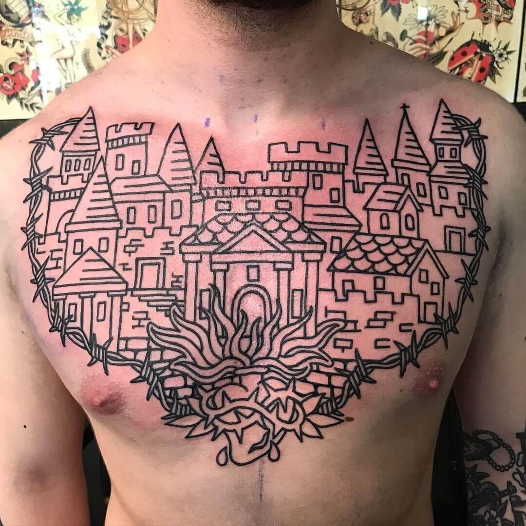 Fortress Chest Tattoo