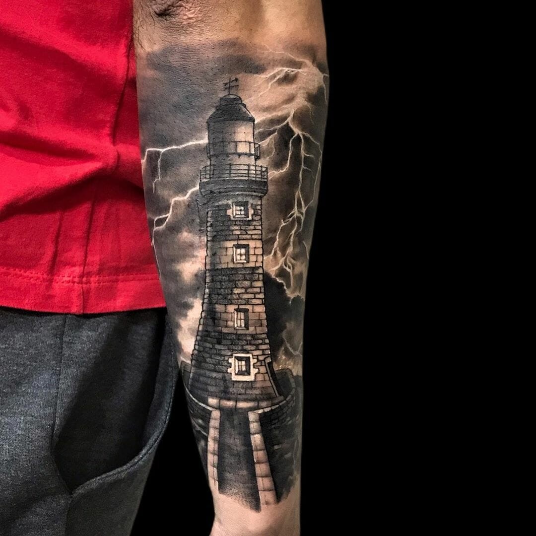 Lighthouse Tattoos Black Sleeve