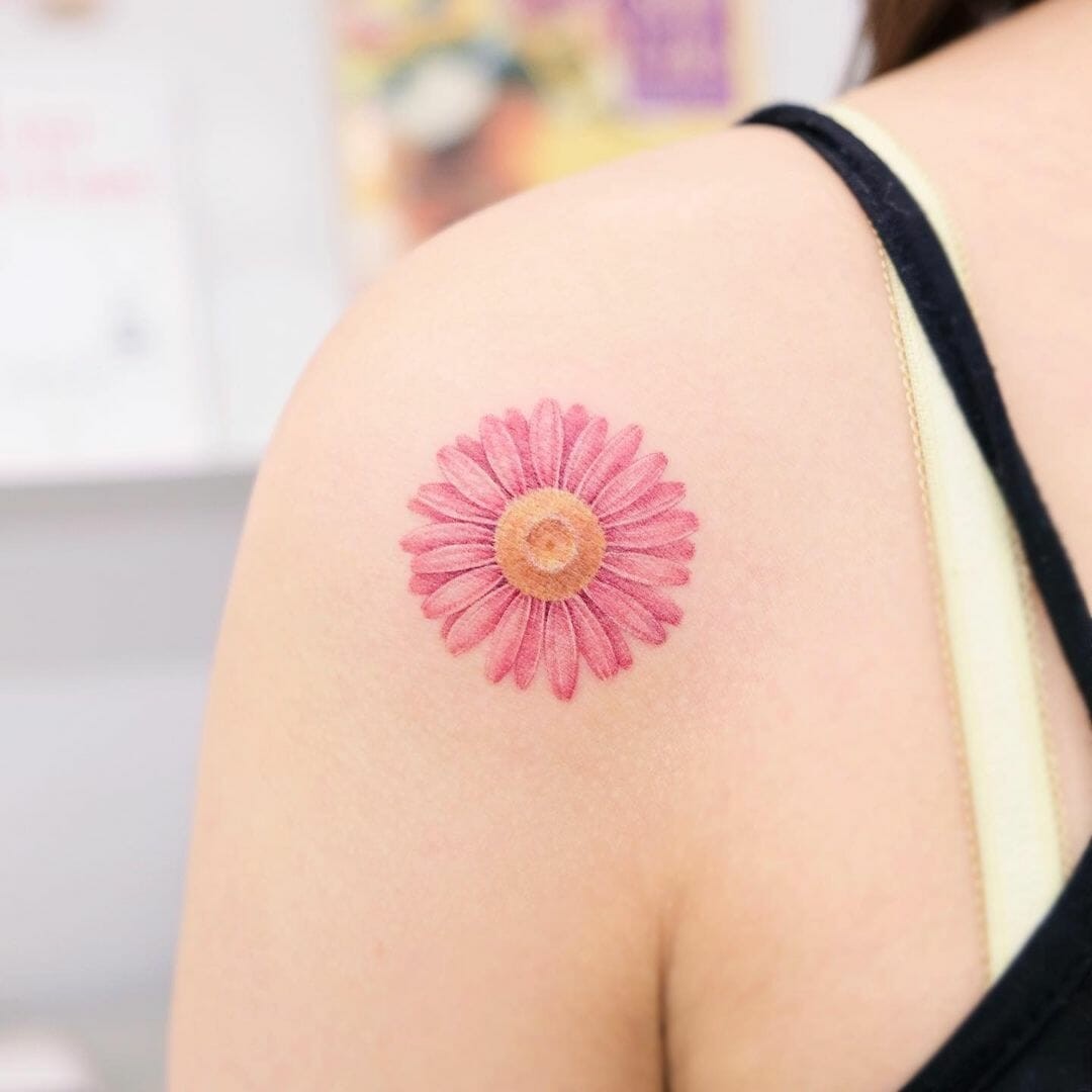 The Pink Daisy Tattoo Of Romance