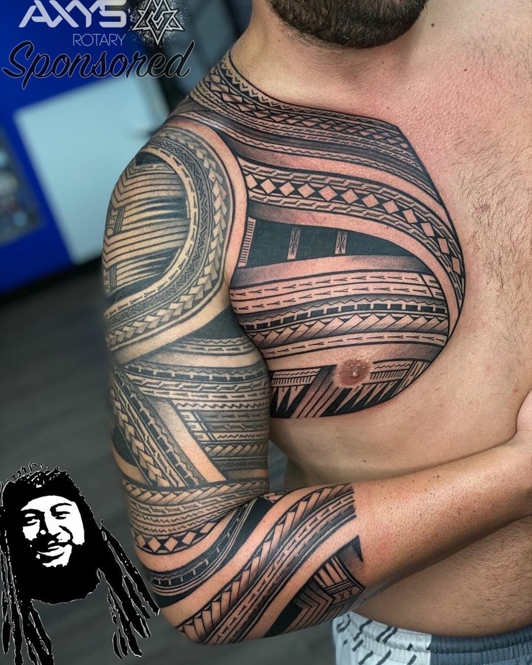 Maori Tattoo Design Over Arm, Shoulder & Bicep