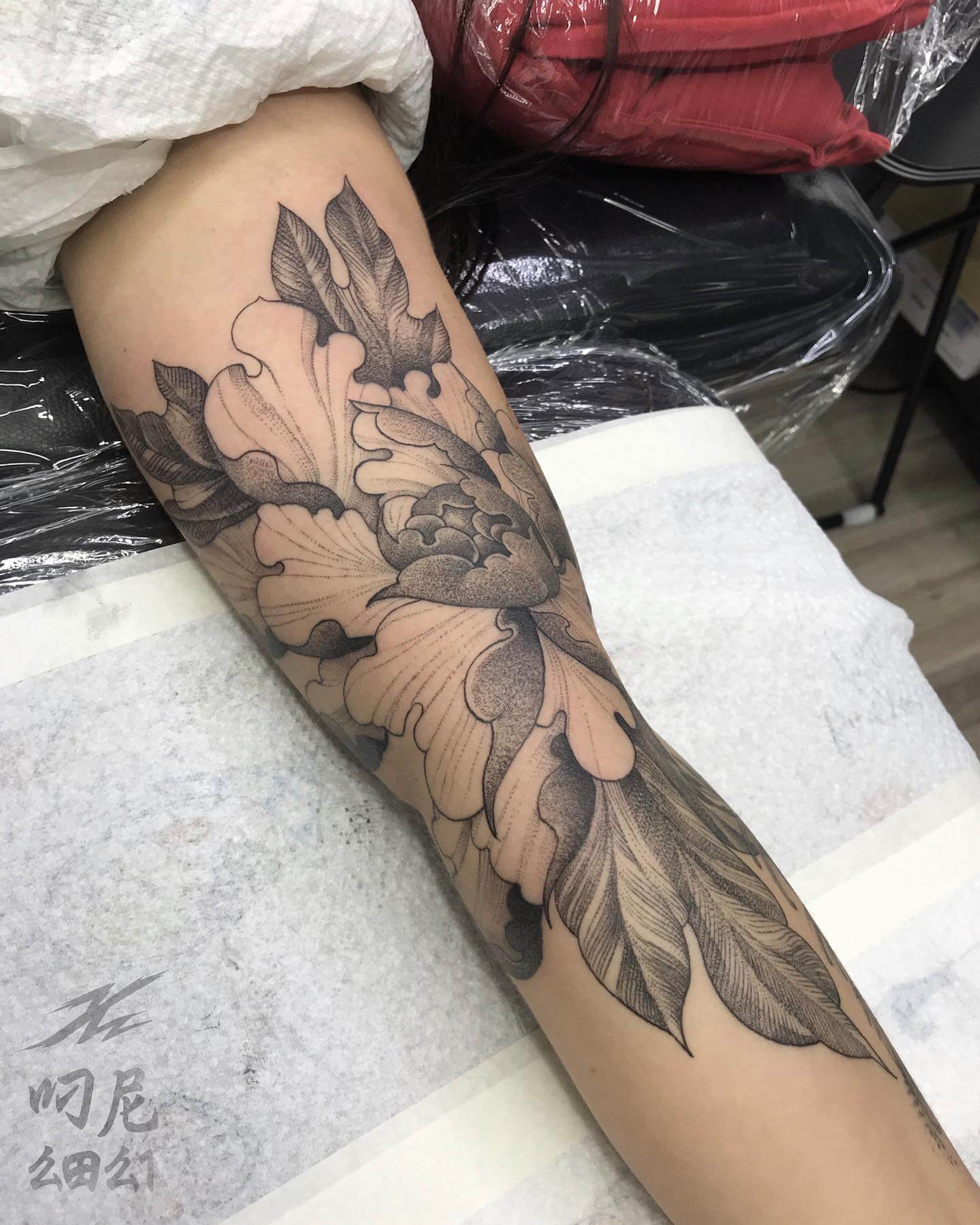 Delicate Peony Japanese Flower Tattoo