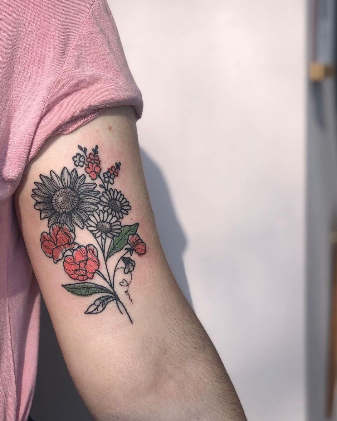 The Eye-Catching Flower Bouquet Tattoo