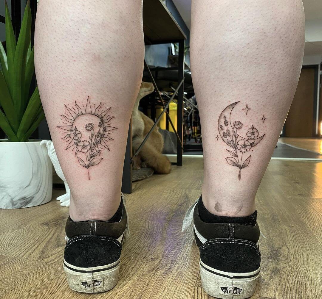 The Daisy Flowers X Sun, Moon, And Stars Tattoo