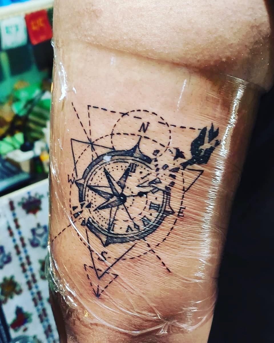 Geometric Compass Tattoo For The Maths Lover