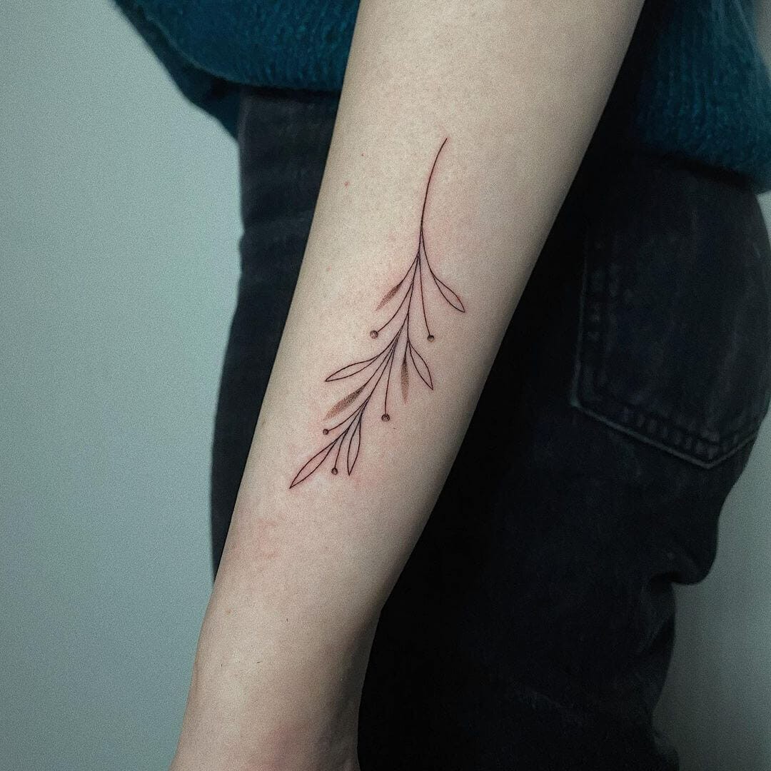 Hand Poked Ivy Vine Tattoo Minimalist