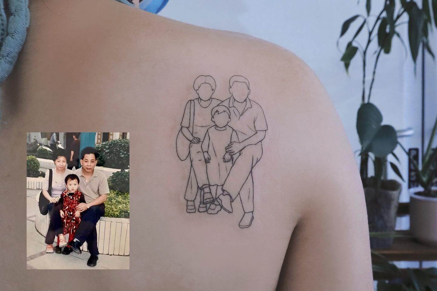 Outlined Tattoo In Memory Of Mom And Dad