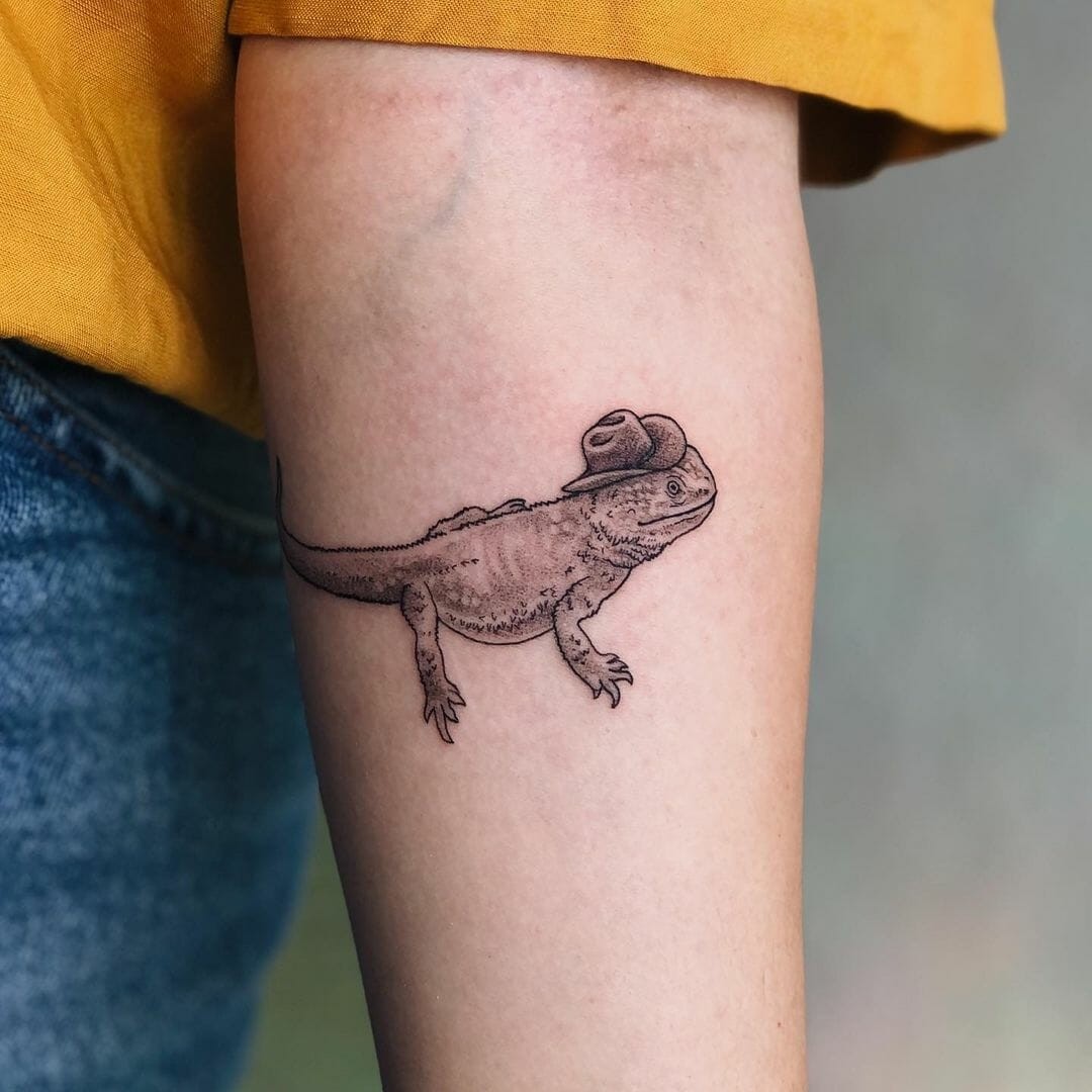 Bearded Dragon Tattoo Design On Arm