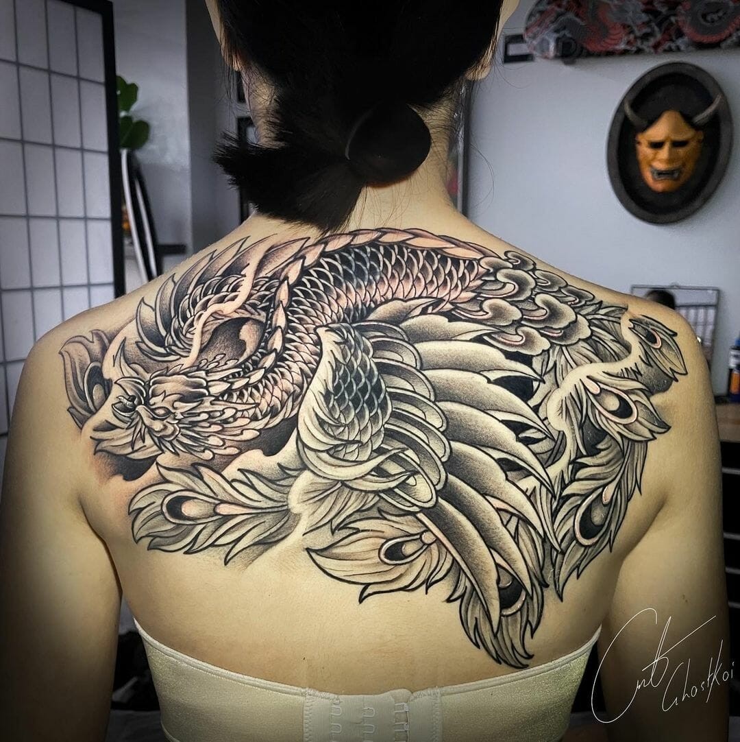 Back Japanese Phoenix Tattoo