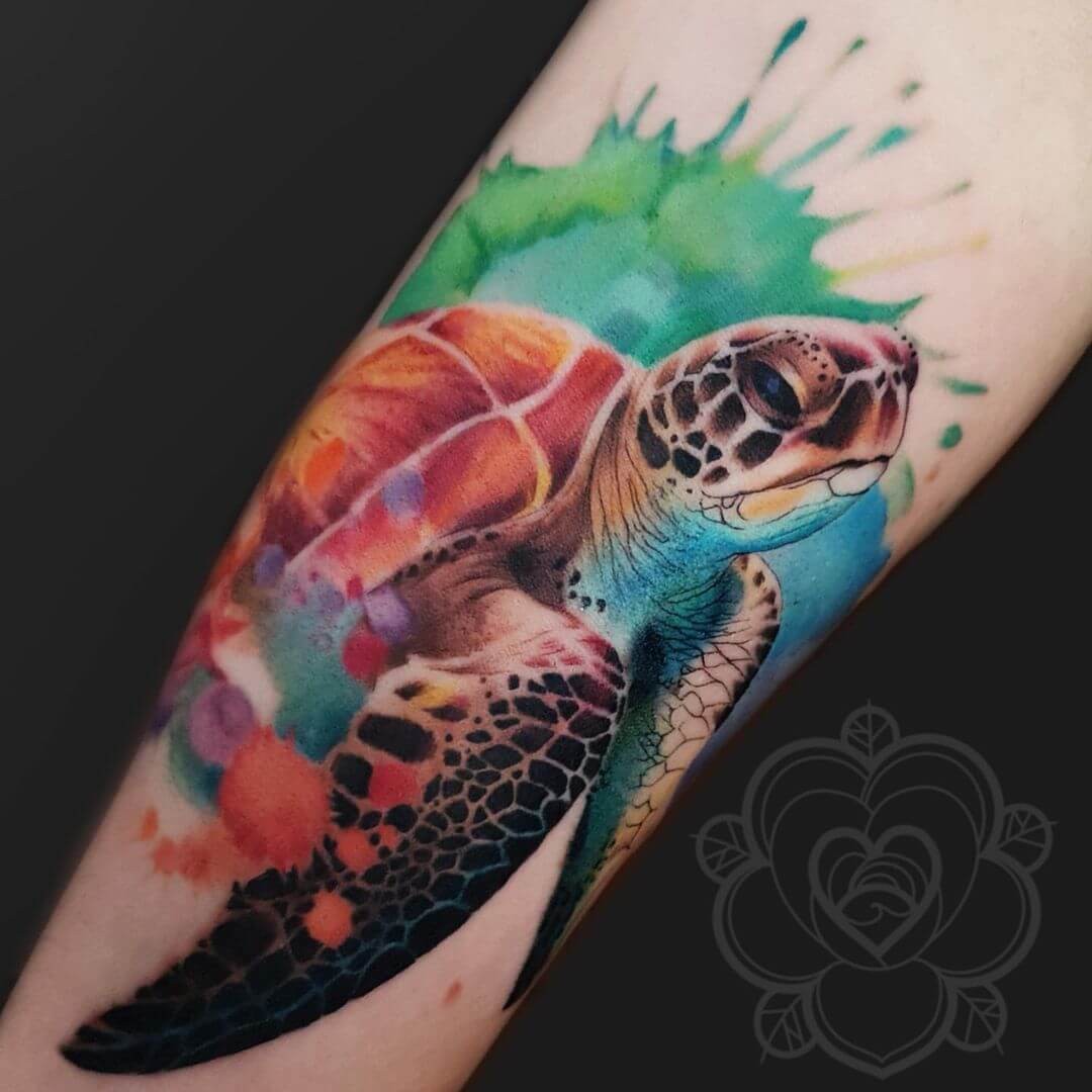 Realistic Wildlife Watercolor Tattoo