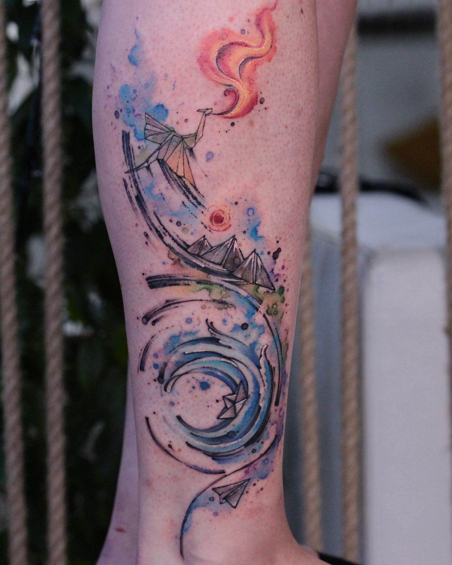 Fluid Art Tattoo Design Of Zodiac Sign Art